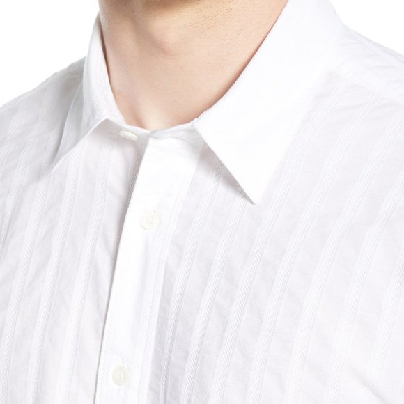 COASTAORO Regular Fit Tonal Stripe White Shirt L - Picture 3 of 5